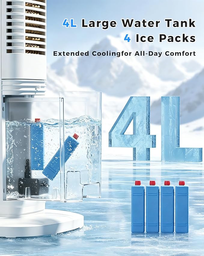Evaporative Air Cooler, 3-in-1 Portable AC Tower Fan Air Conditioner with