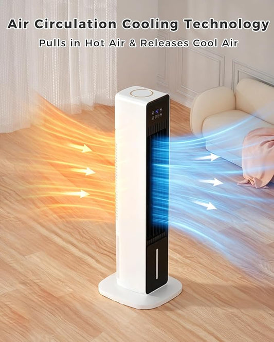 Evaporative Air Cooler, 3-in-1 Portable AC Tower Fan Air Conditioner with 4 Modes & 3 Speeds, 24H Timer, Remote 60°Oscillating Tower Fan, Quiet Swamp Cooler, Tower AC for Bedroom Office, 36inch, Black (Copy) (Copy) (Copy) (Copy)