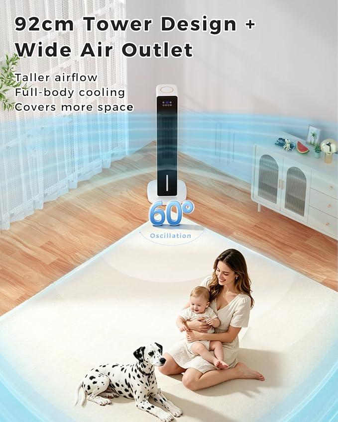 3-in-1 Evaporative Air Cooler, Tower AC &amp; Fan——This evaporative air cooler combines air cooler,